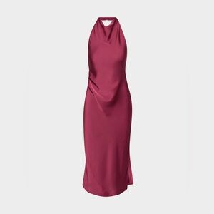 Aritzia Audience Satin Halter Dress in Juicy Rose